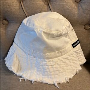 Hurley White Fray Bucket Hat Womens Beach Summer